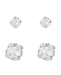 Adornia Sterling Silver Solitaire Stud Earrings Set