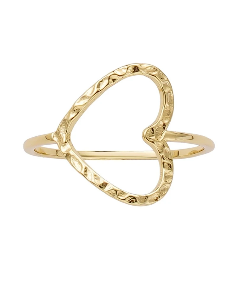 Adornia Gold Hammered Open Heart Ring