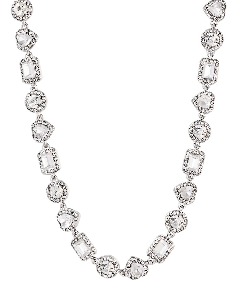 Adornia Silver Crystal Halo Heart Chain Necklace
