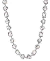 Adornia Silver Crystal Halo Heart Chain Necklace
