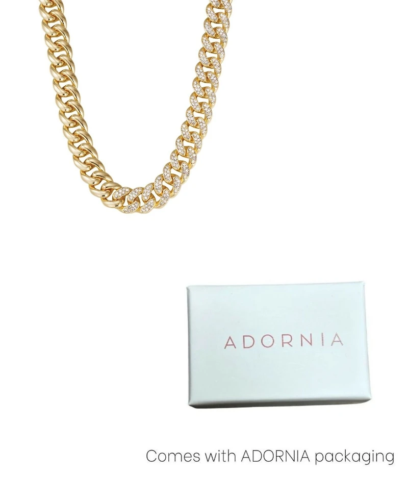 Adornia Gold Crystal Half Curb Chain Necklace