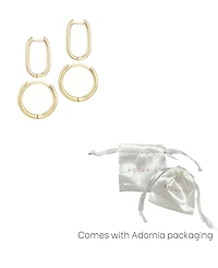 Adornia Gold Hoop Earrings Set