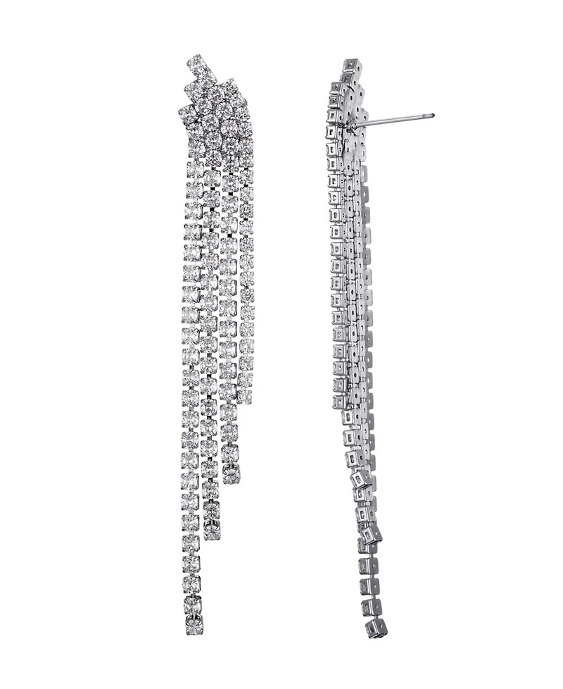 Adornia Silver Crystal Cascade Sweeper Earrings