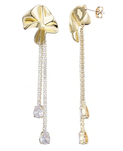 Adornia Gold Crystal Flower Tennis Drop Earrings