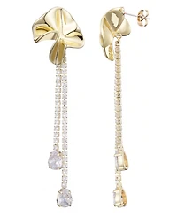 Adornia Gold Crystal Flower Tennis Drop Earrings