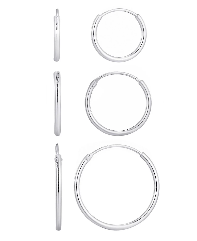 Adornia Sterling Silver Endless Hoop Earrings Set