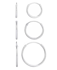 Adornia Sterling Silver Endless Hoop Earrings Set