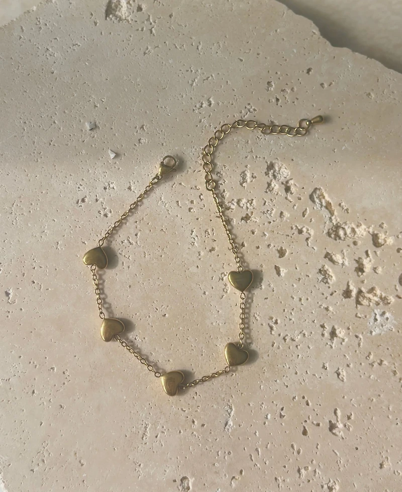 Adornia Tarnish Resistant Gold Heart Station Bracelet