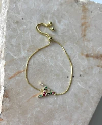 Adornia Gold Stone Multi Color Initial Bolo Bracelet