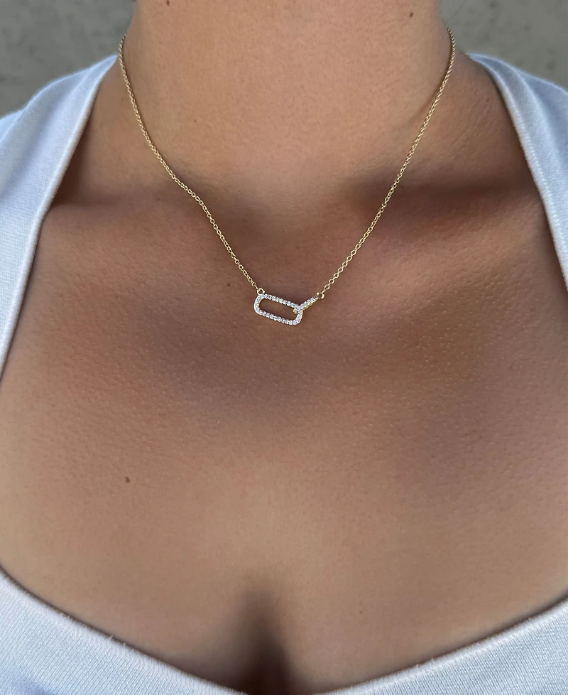 Adornia Gold Cubic Zirconia Pave Links Necklace