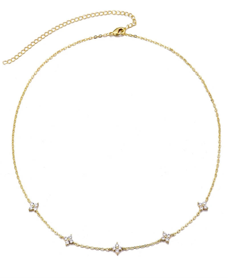 Adornia Gold Cubic Zirconia Flower Station Necklace