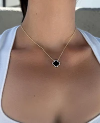 Adornia Gold Cubic Zirconia Black Clover Necklace