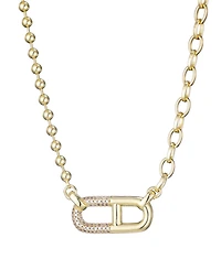 Adornia Gold Cubic Zirconia Mixed Chain Sideways Pendant Necklace