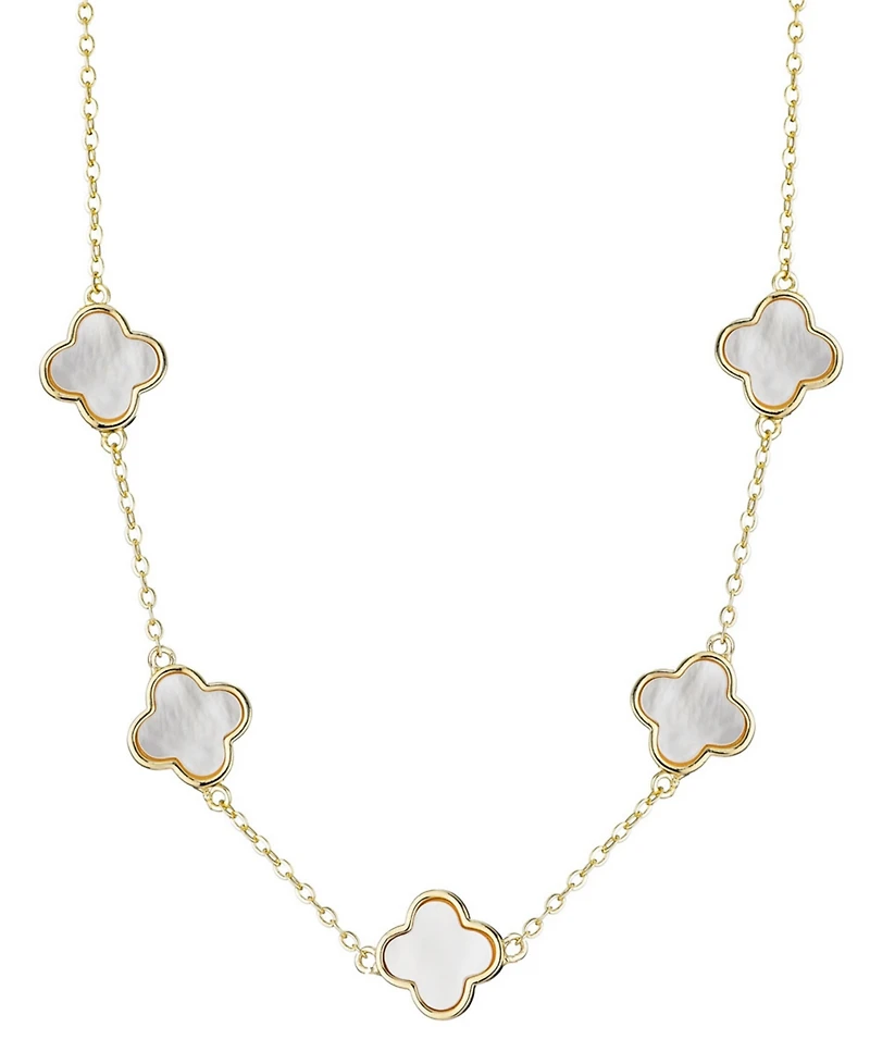 Adornia Gold Mother of Pearl Clover Station Necklace