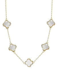 Adornia Gold Mother of Pearl Clover Station Necklace
