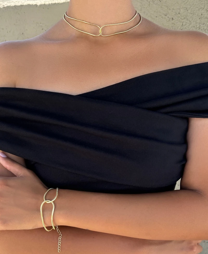Adornia Gold Plated Interlocking Rope Chain Necklace