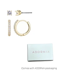 Adornia Gold Cubic Zirconia Huggie and Solitaire Stud Set