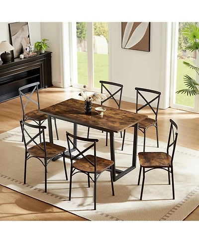 Casainc 7 Piece Dining Table Set with Chairs for Kitchen, Breakfast Nook or Living Room