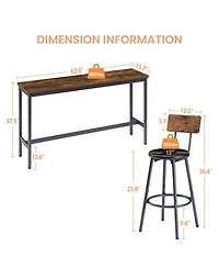 Casainc Long Bar Table Set with 3 Upholstered Stools for Kitchen, Dining or Banquet Hall