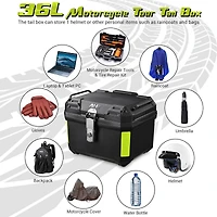 Yescom Ahr 36L Universal Motorcycle Tour Tail Box Scooter Trunk Storage Security Lock