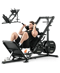 Mikolo Leg Press Hack Squat Machine Combo, Leg Press Machines for Home Gym with Linear Bearing, Hack Squat Machine with Rear and Front Band Pegs, Leg