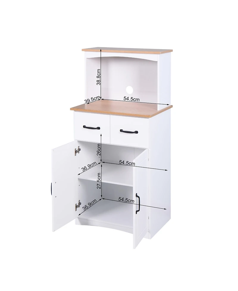 Casainc Wooden Kitchen Pantry Storage Cabinet with Drawer and Microwave Shelf