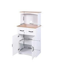 Casainc Wooden Kitchen Pantry Storage Cabinet with Drawer and Microwave Shelf