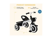 Toddler Tricycle with Adjustable Seat & Storage Baskets – White
