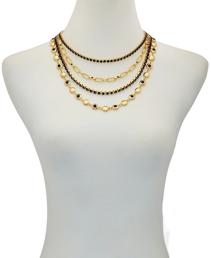 Guess Rhinestone Gold-Tone Multi-Row Necklace