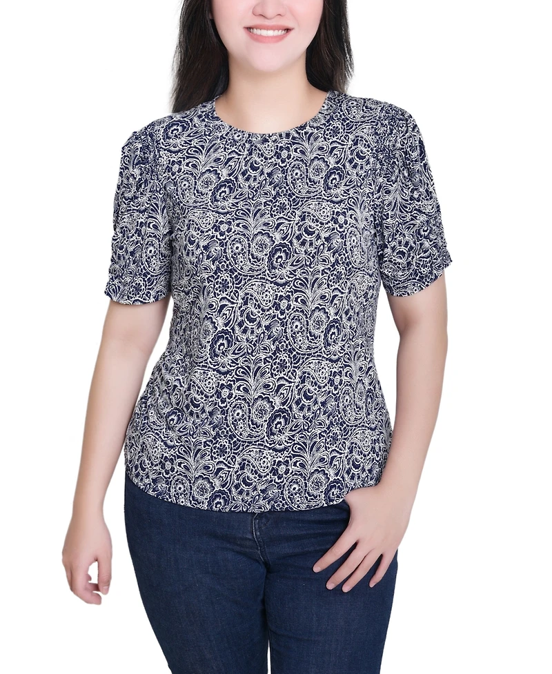 Ny Collection Petite Short Sleeve Scoop Neck Top