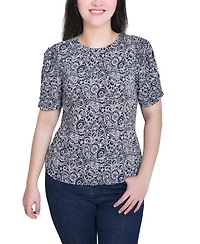 Ny Collection Petite Short Sleeve Scoop Neck Top