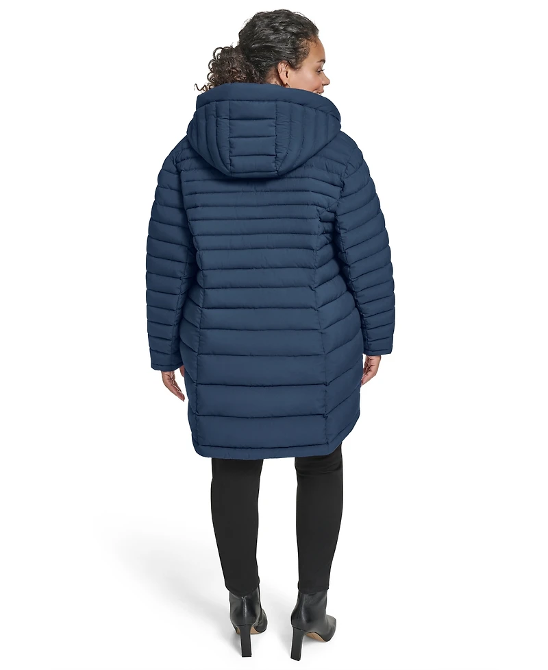 Tommy Hilfiger Plus Hooded Packable Puffer Coat