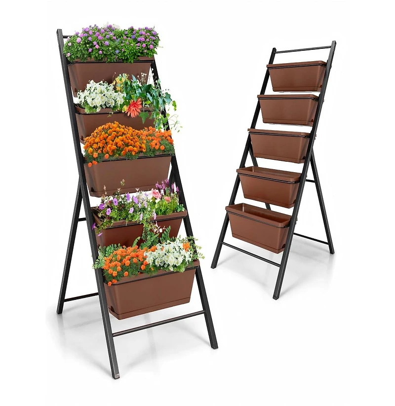 Sugift 5-tier Vertical Garden Planter Box Elevated Raised Bed with 5 Container