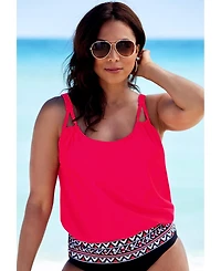 Swimsuits for All Women's Loop Strap Blouson Tankini Top