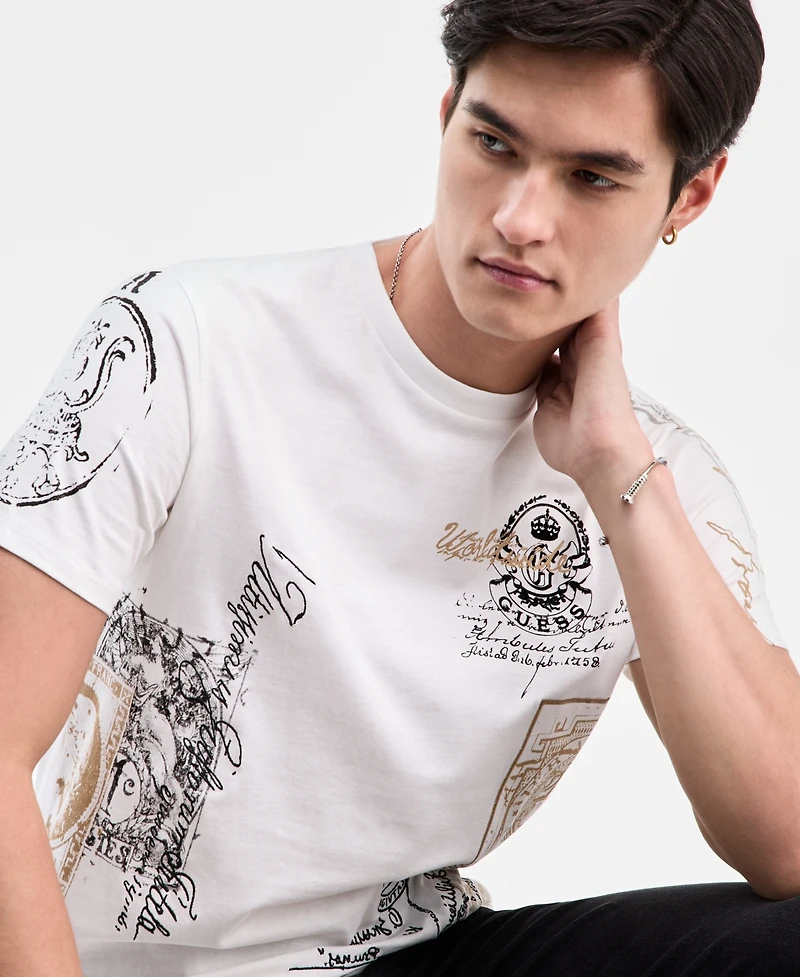 Guess Men's 1981 Postage Embroidered & Print T-Shirt