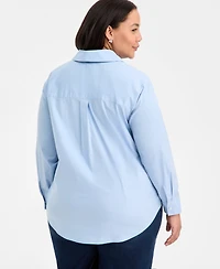 On 34th Trendy Plus Solid Embellished Popover Top, Macy's Exclusive