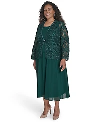 Jessica Howard Plus 2-Pc. Lace Jacket & Dress Set