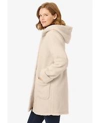 Woman Within Women's Short Hooded Berber Fleece Jacket