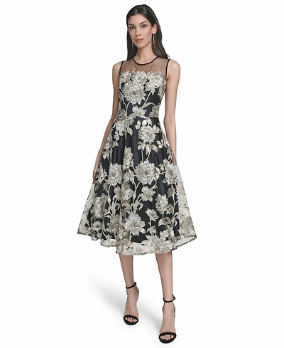 Eliza J Women's Lace Crewneck Midi Dress