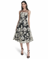 Eliza J Women's Lace Crewneck Midi Dress
