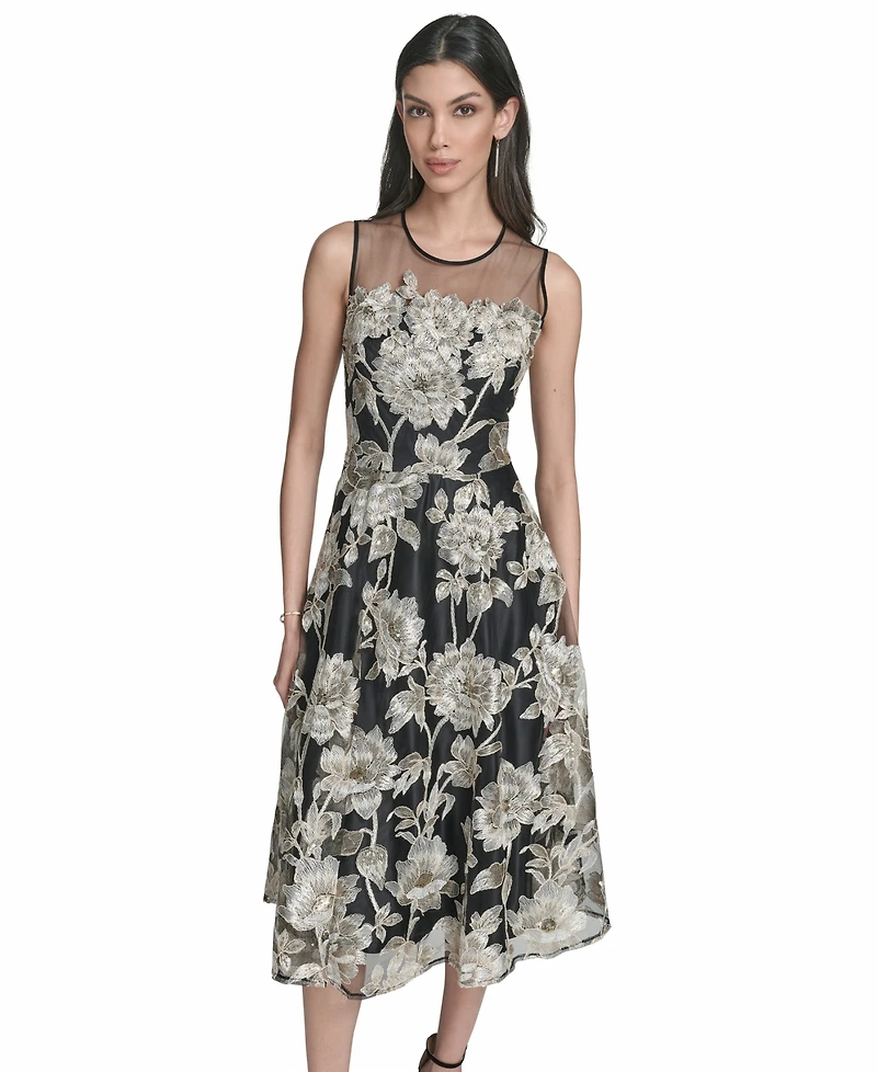 Eliza J Women's Lace Crewneck Midi Dress