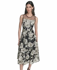 Eliza J Women's Lace Crewneck Midi Dress