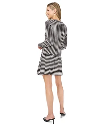 CeCe Women's Geo Pattern Jaq Button Up Cardigan Sweater