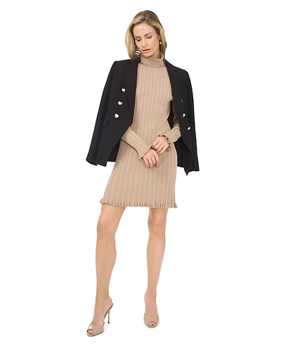 CeCe Women's Turtle Neck Ribbed Sweater Dress