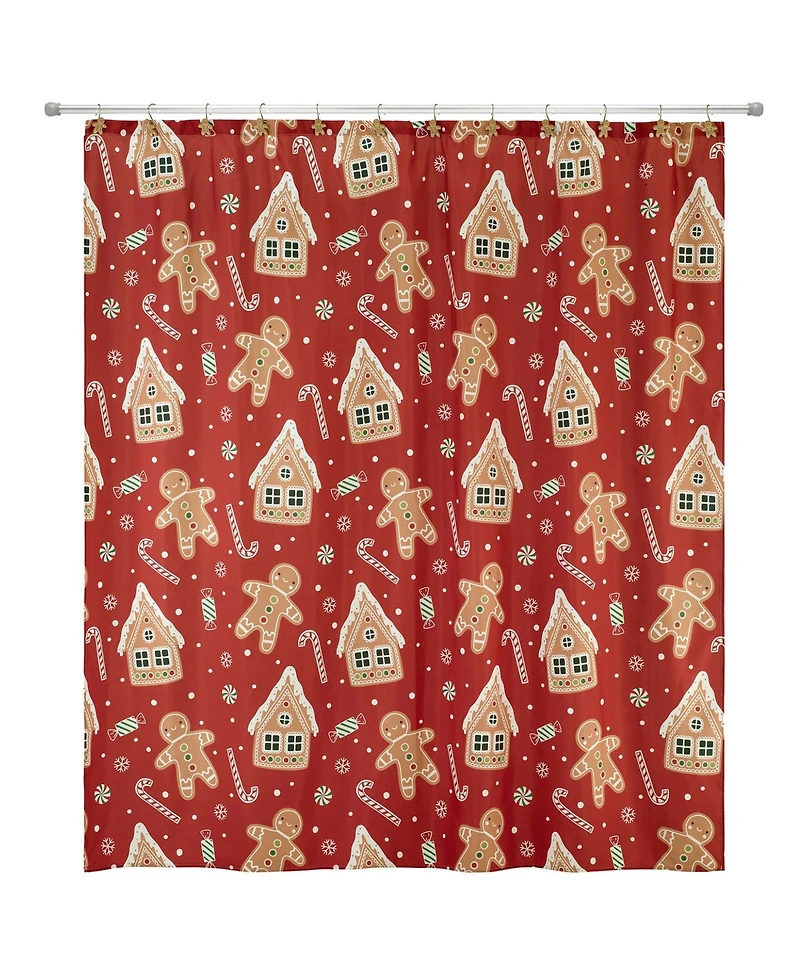 Avanti Gingerbread Man Shower Curtain and 12-Pc. Shower Curtain Hooks Set