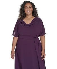 Jessica Howard Plus Cowl Neck Belted Midi Dress