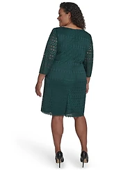Jessica Howard Plus Lace 3/4-Sleeve Shift Dress