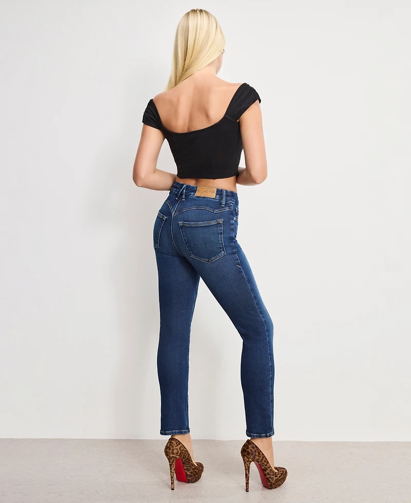Good American Women's Dolly Joleans Straight Leg Jeans, Regular and Plus