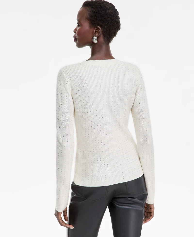I.n.c. International Concepts Women's Rhinestone Rib Sweater, Macy's Exclusive