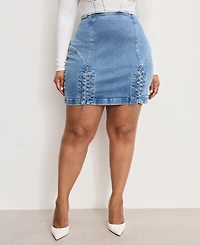 Good American Women's Dolly Joleans Lace-Up Mini Skirt, Regular And Plus